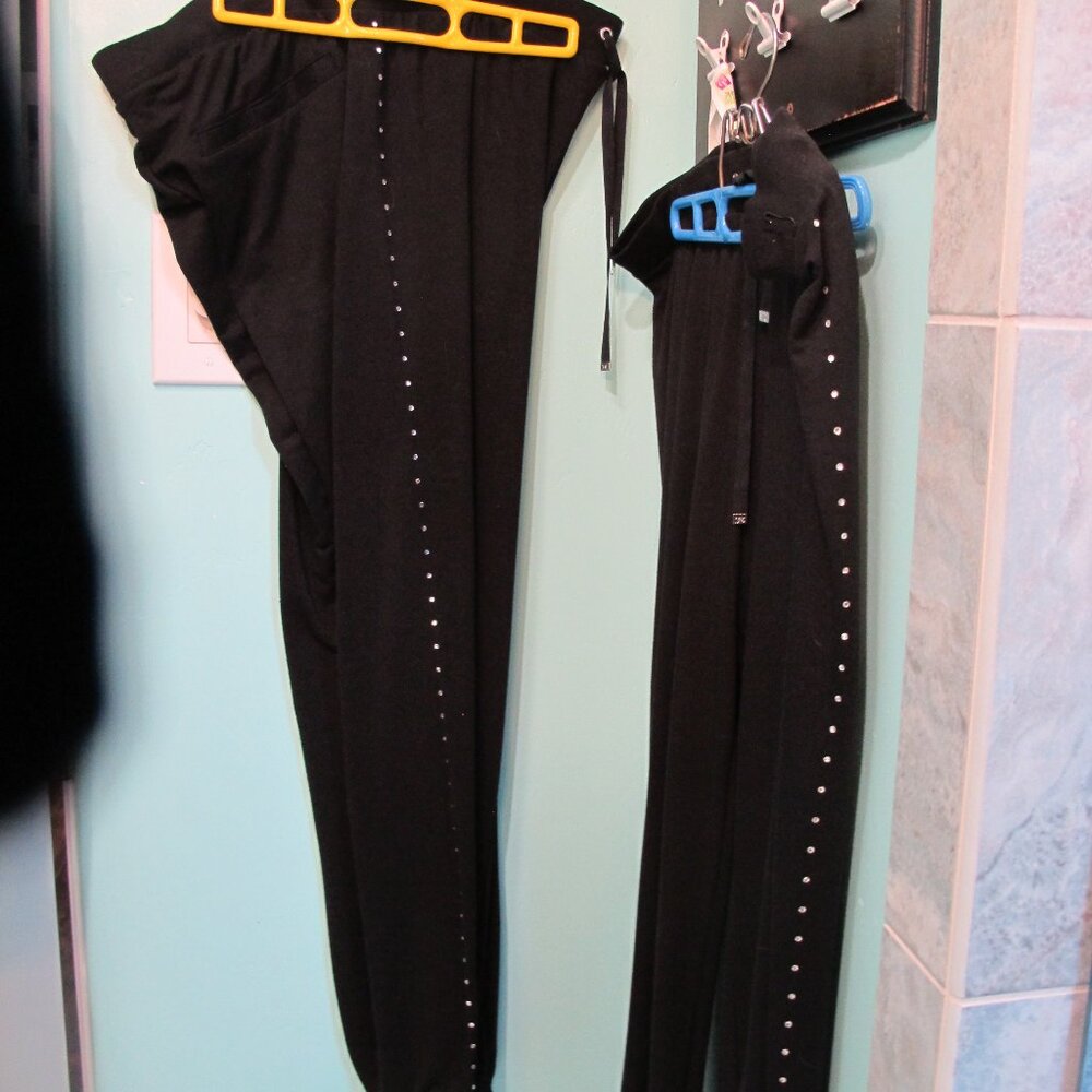 FREE - ANY $8 Top w juicy couture Black pants w beading down leg,  sizes M and L